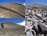 Gokyo 4 Nameless Fangs 3 Jerome Ryan and Climbing Route, Large Boulders Near Top